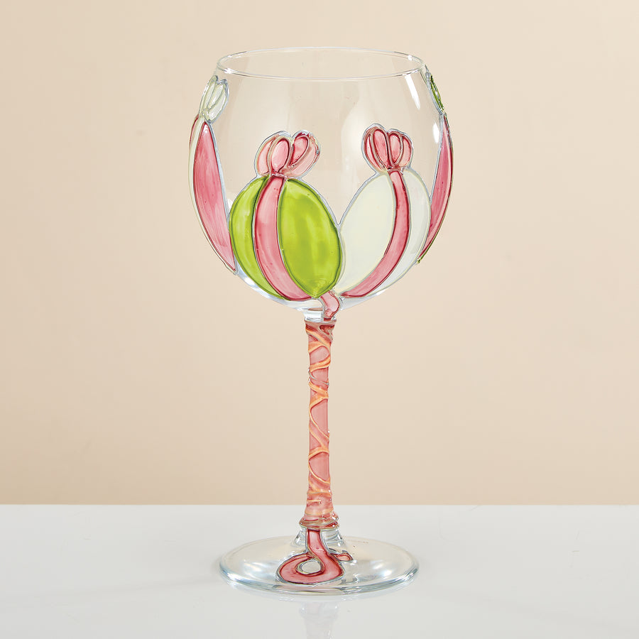 Hand-Gilded Colorful Eggs Wine Glass