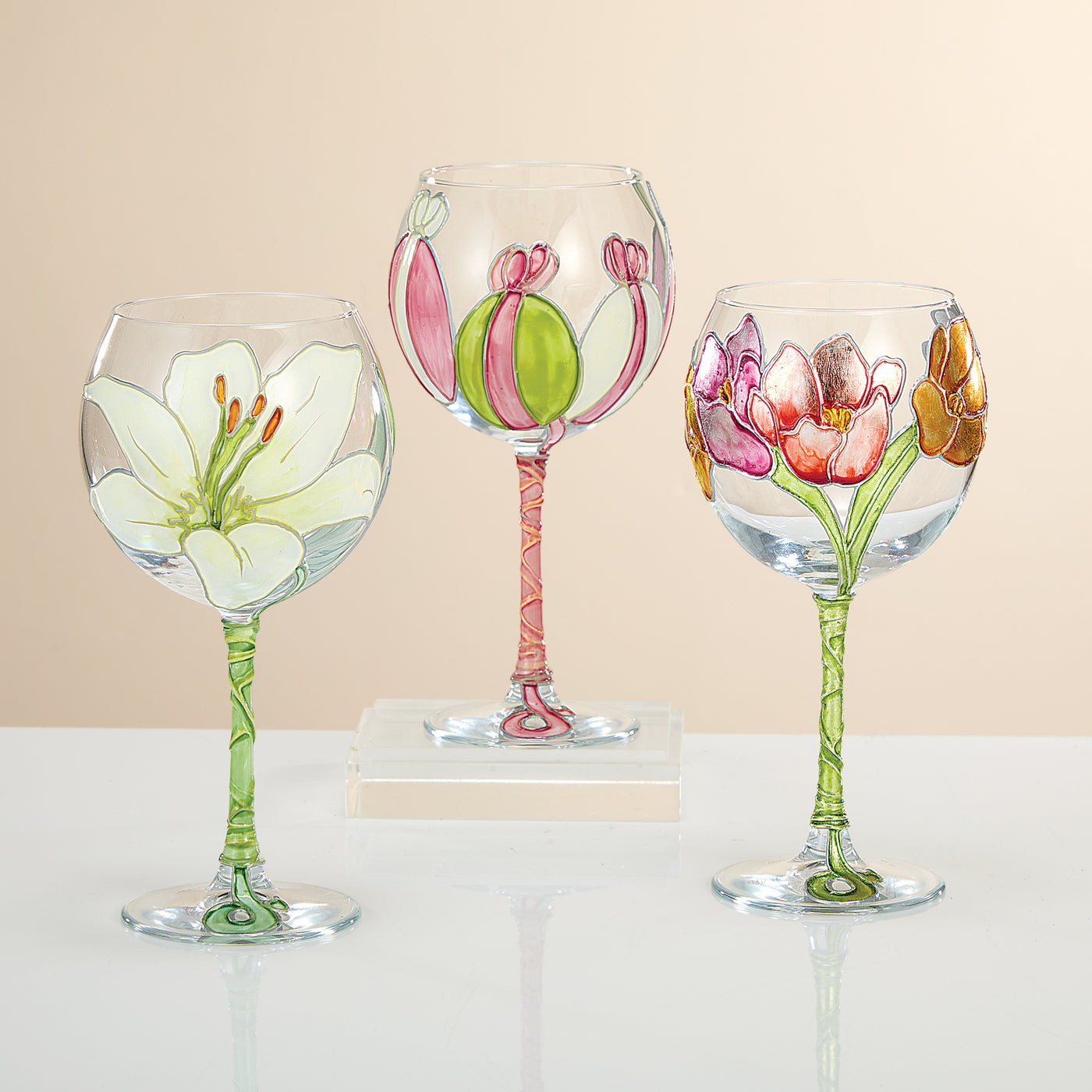 Hand-Gilded Colorful Eggs Wine Glass