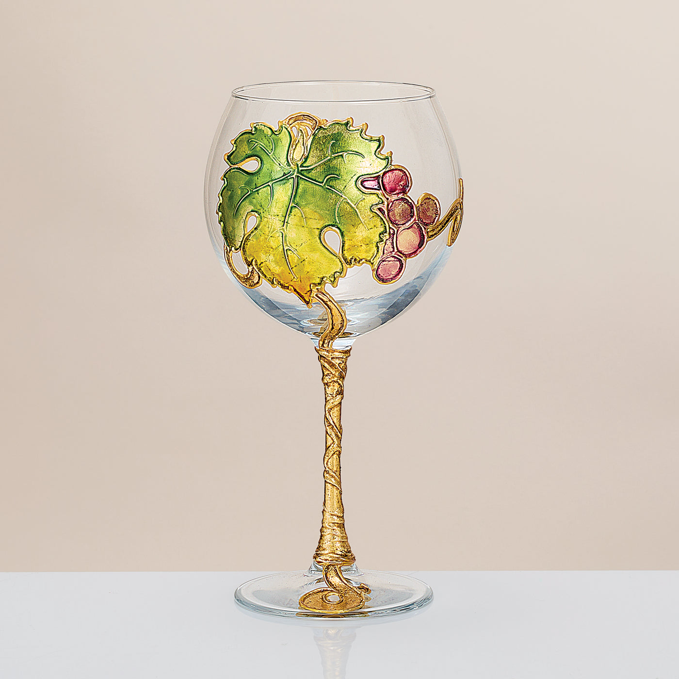 Hand-Gilded Grapevine Wine Glass