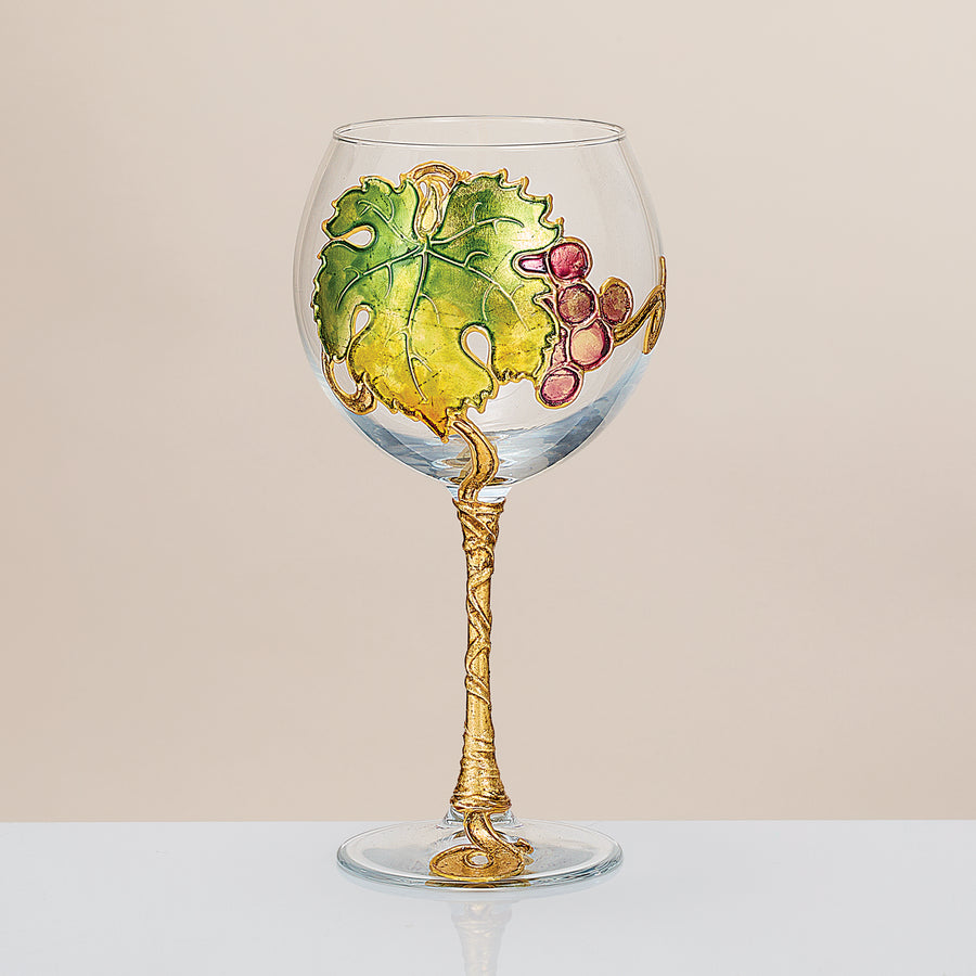 Hand-Gilded Grapevine Wine Glass