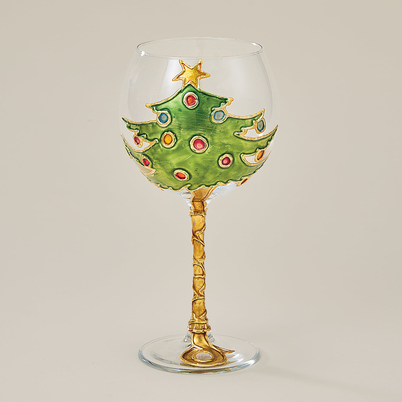 Hand-Gilded O Christmas Tree Wine Glass