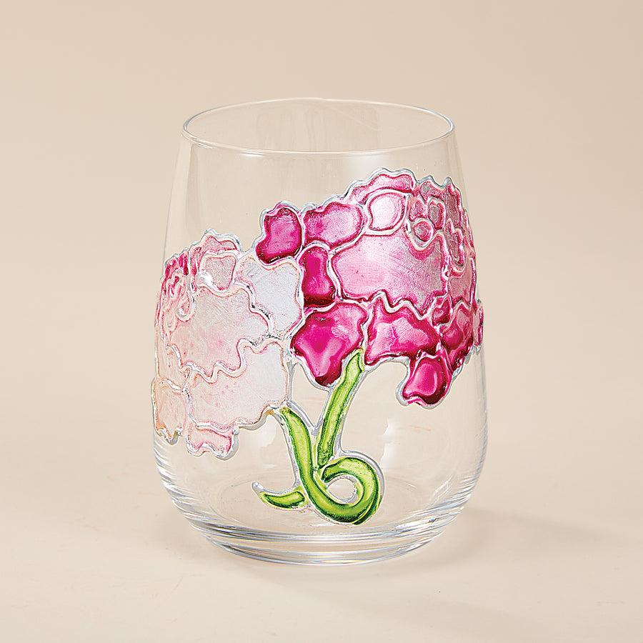Hand-Gilded Pink Peony Stemless Glass