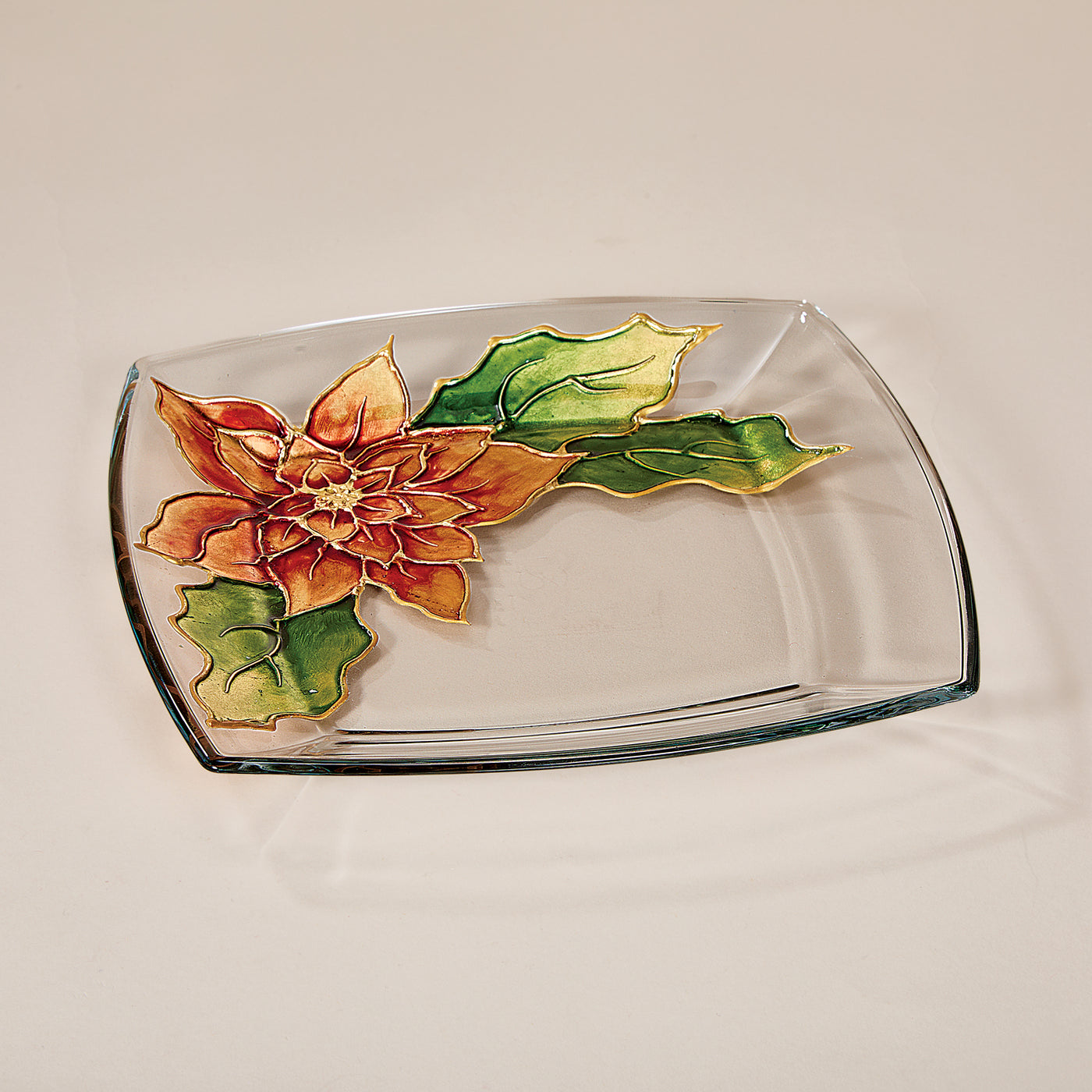 Hand-Gilded Poinsettia Plate