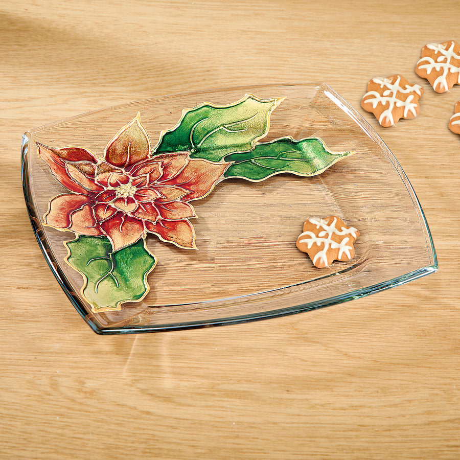 Hand-Gilded Poinsettia Plate