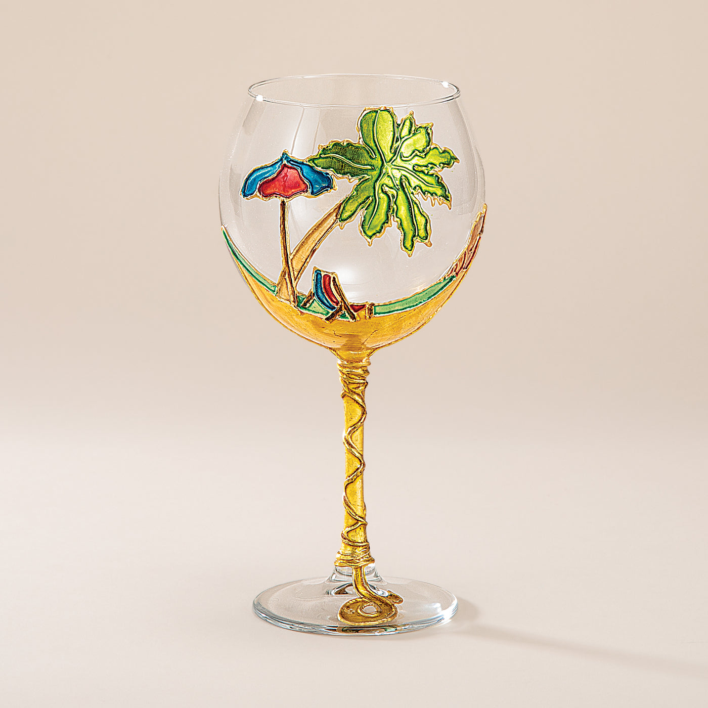 Hand-Gilded Island Time Wine Glass