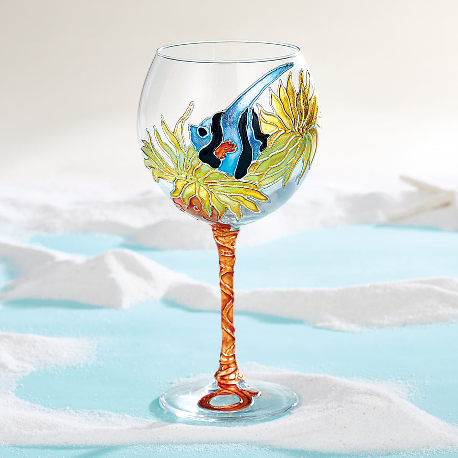 Hand-Gilded Angelfish Wine Glass