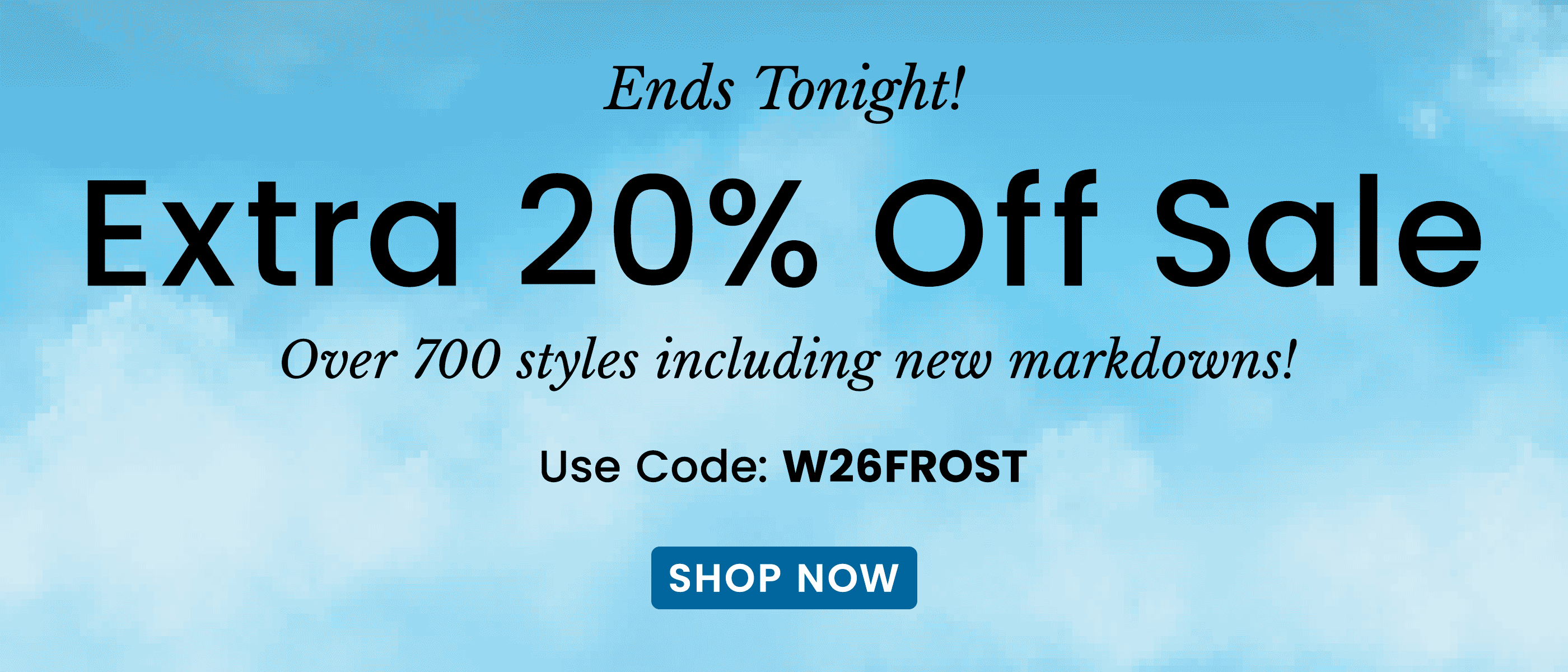 Ends Tonight! Extra 20% Off Sale | Use Code: W26FROST​