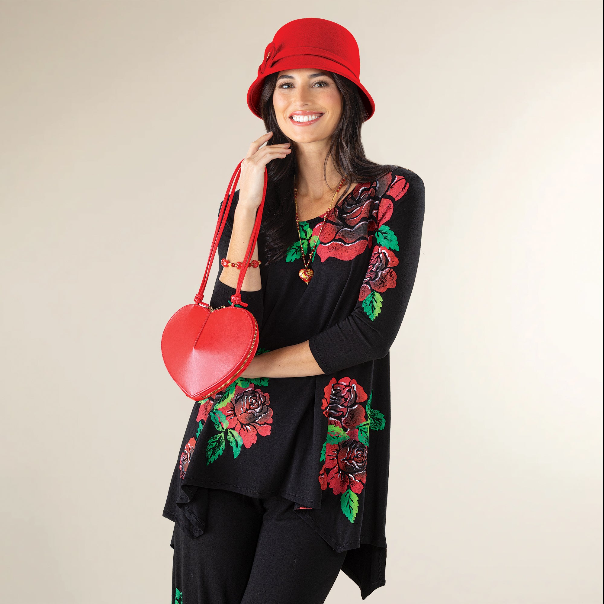 Hand-Painted Blooming Roses Blouse