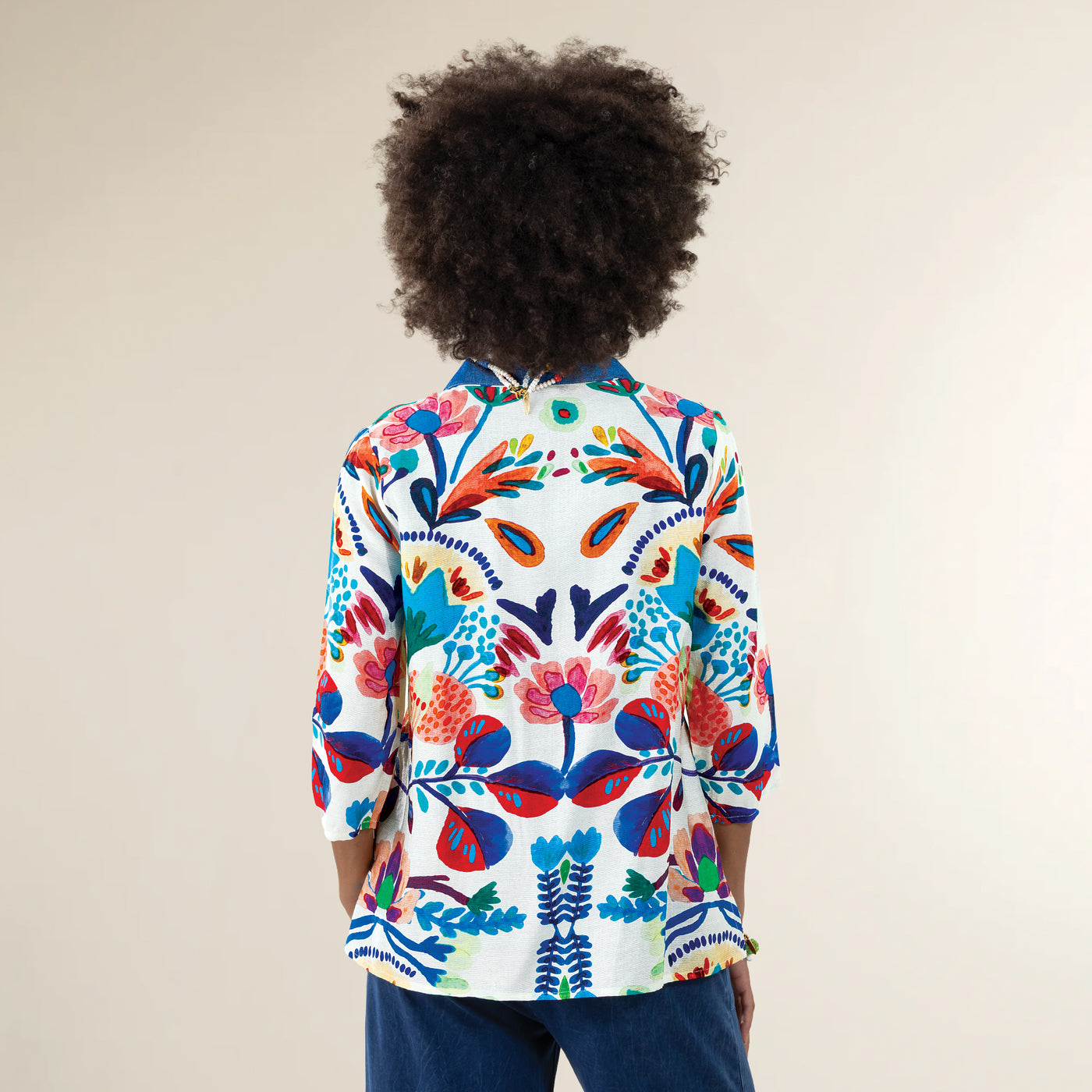 Bright Florals Button-Up Blouse