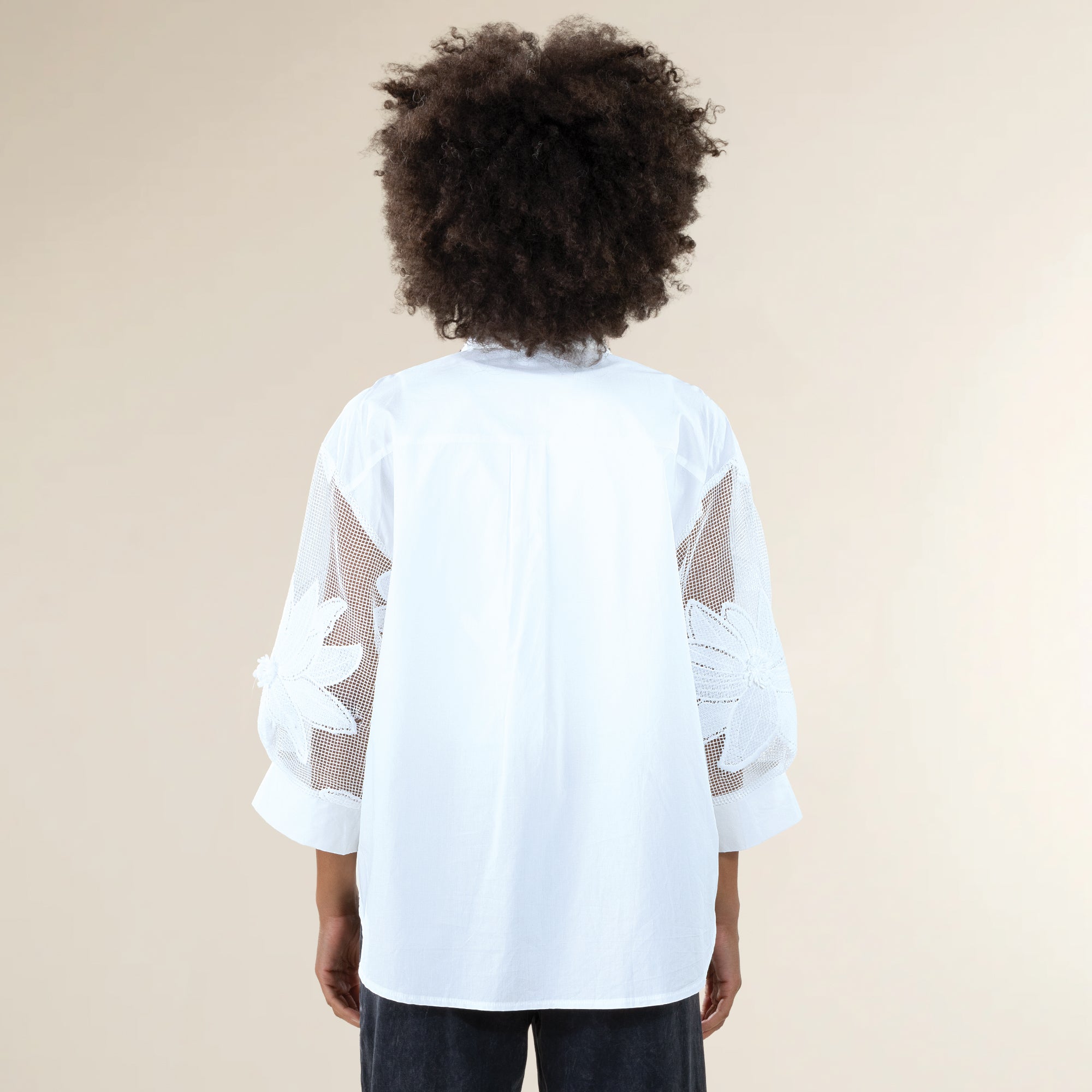 Embellished Florals Mesh Blouse