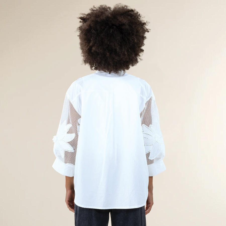 Embellished Florals Mesh Blouse