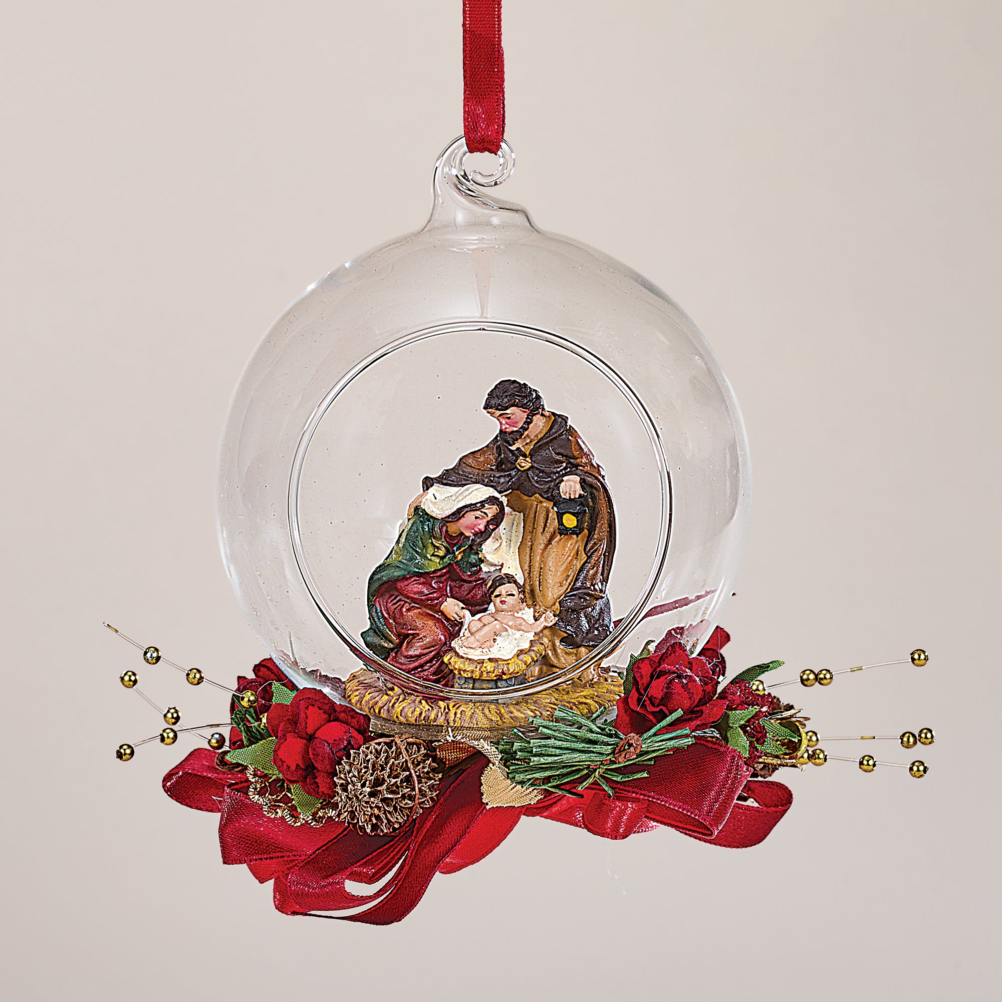 Glass Nativity Ornament