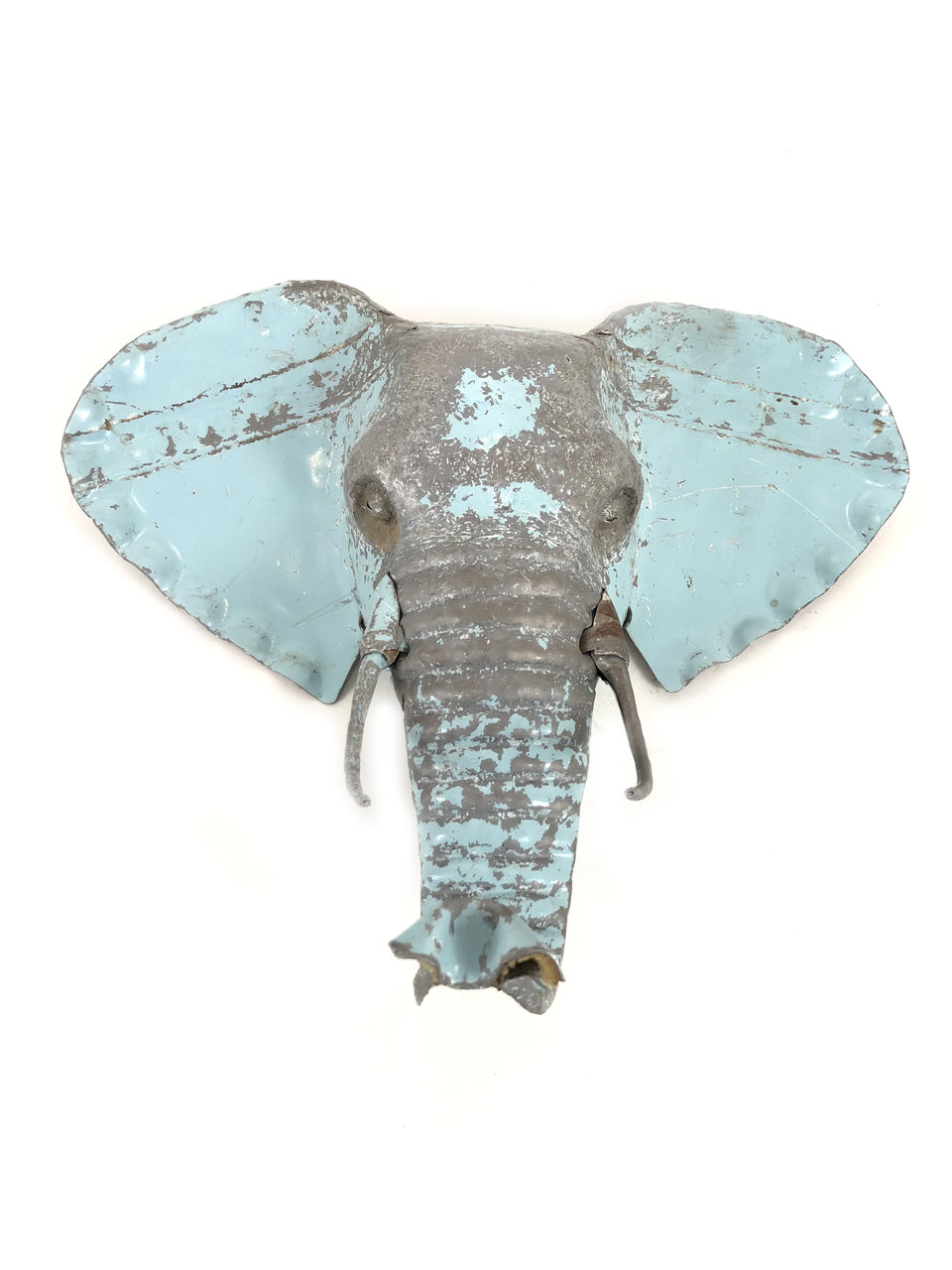 Handcrafted Recycled Metal Elephant Animal Mask Wall Art