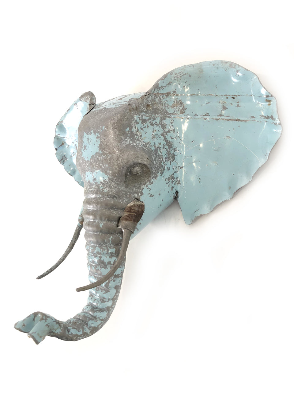 Handcrafted Recycled Metal Elephant Animal Mask Wall Art