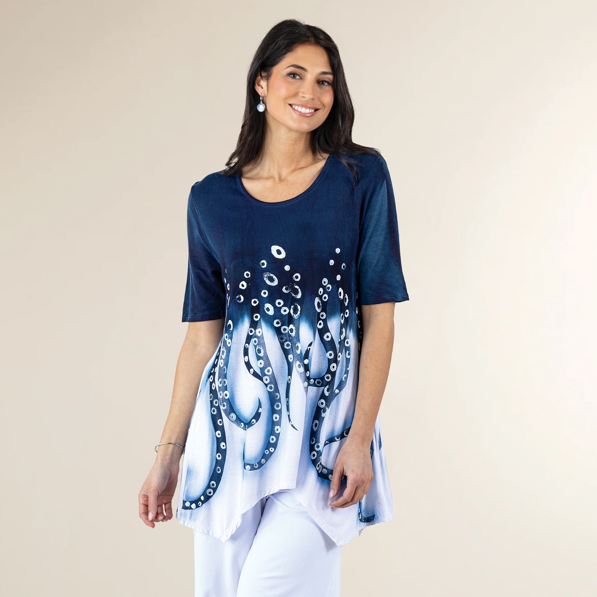 Hand-Painted Octopus Blouse