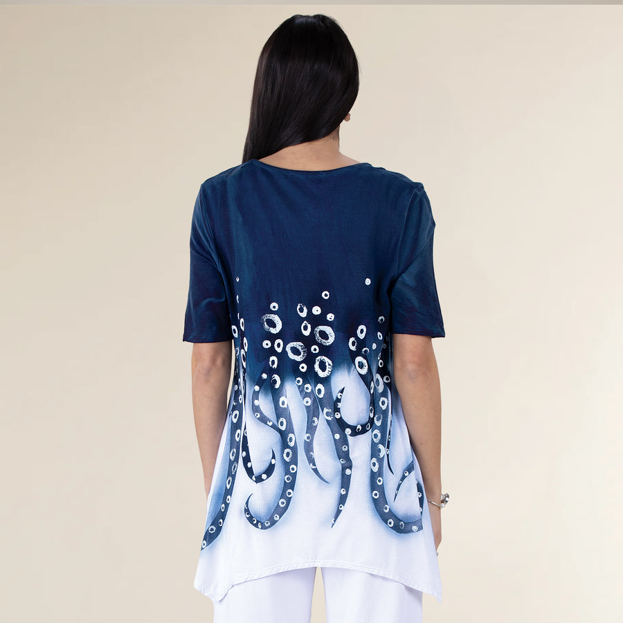 Hand-Painted Octopus Blouse