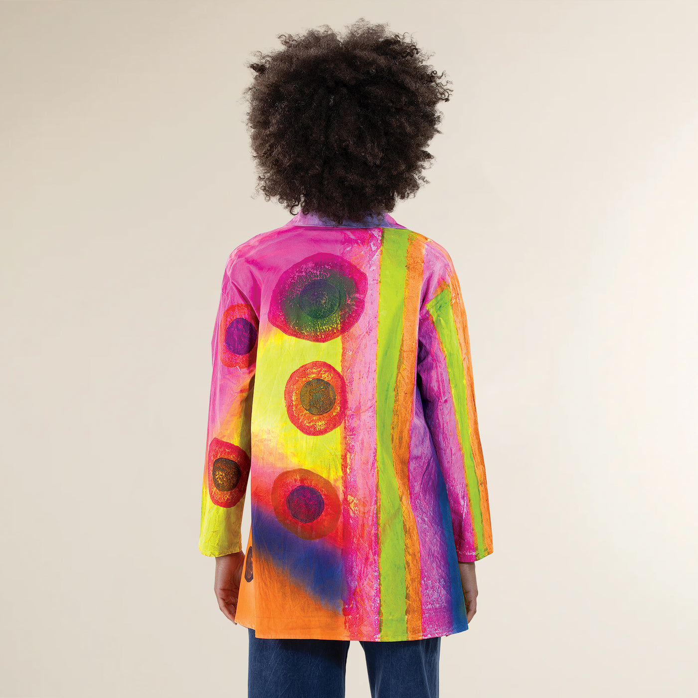Hand-Painted Lava Lamp Button-Up Blouse