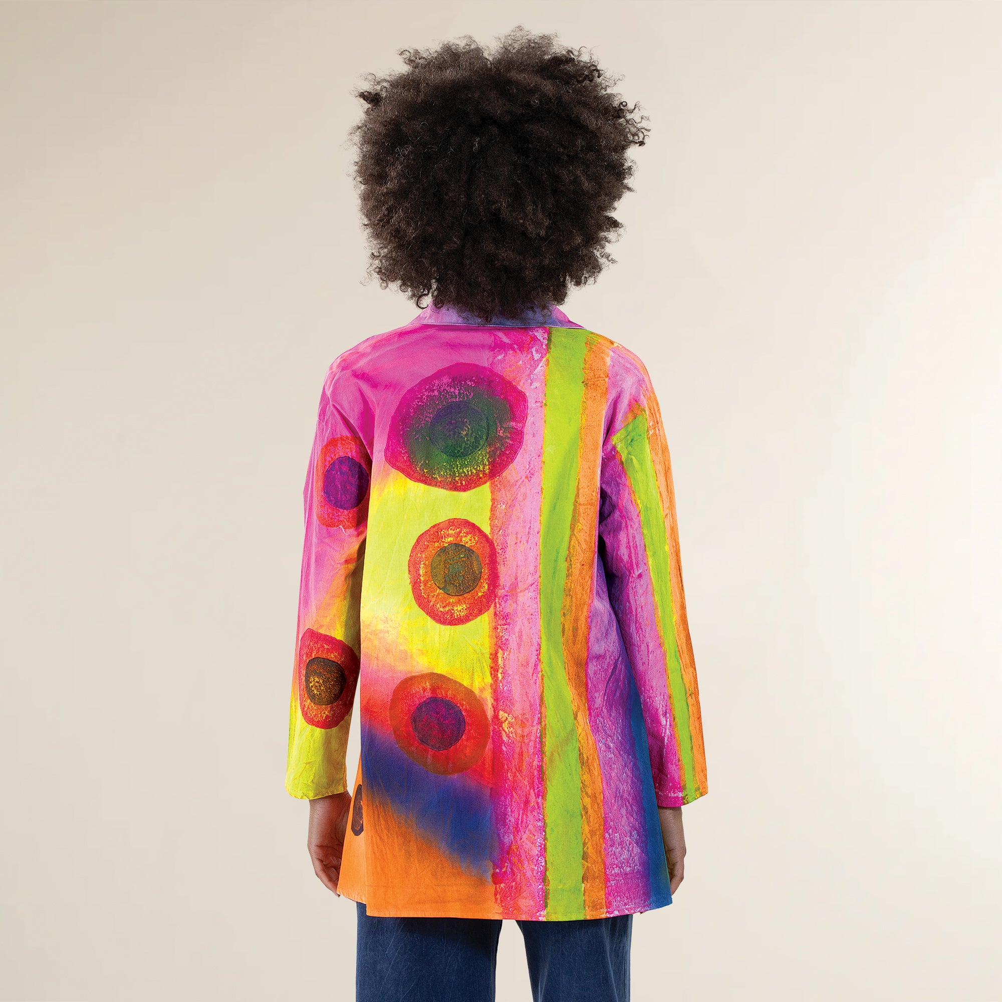Hand-Painted Lava Lamp Button-Up Blouse