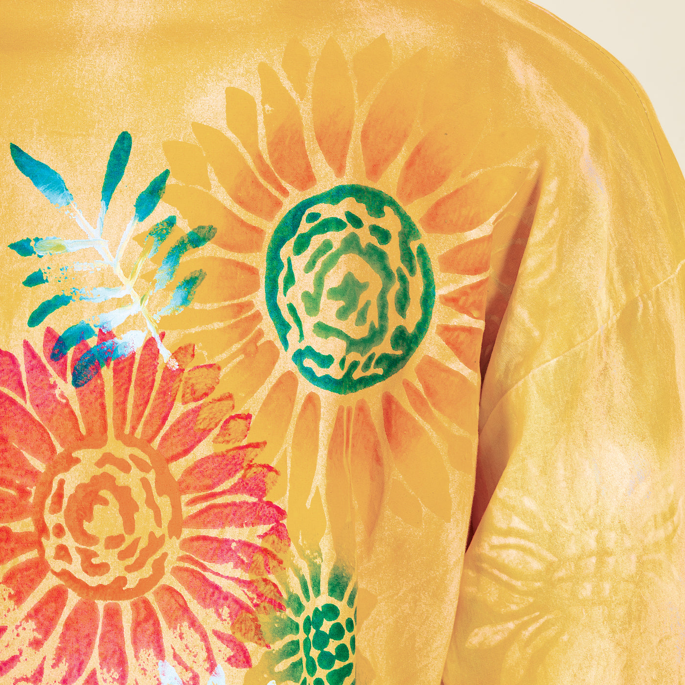 Hand-Painted Gorgeous Gerberas Button-Up Blouse