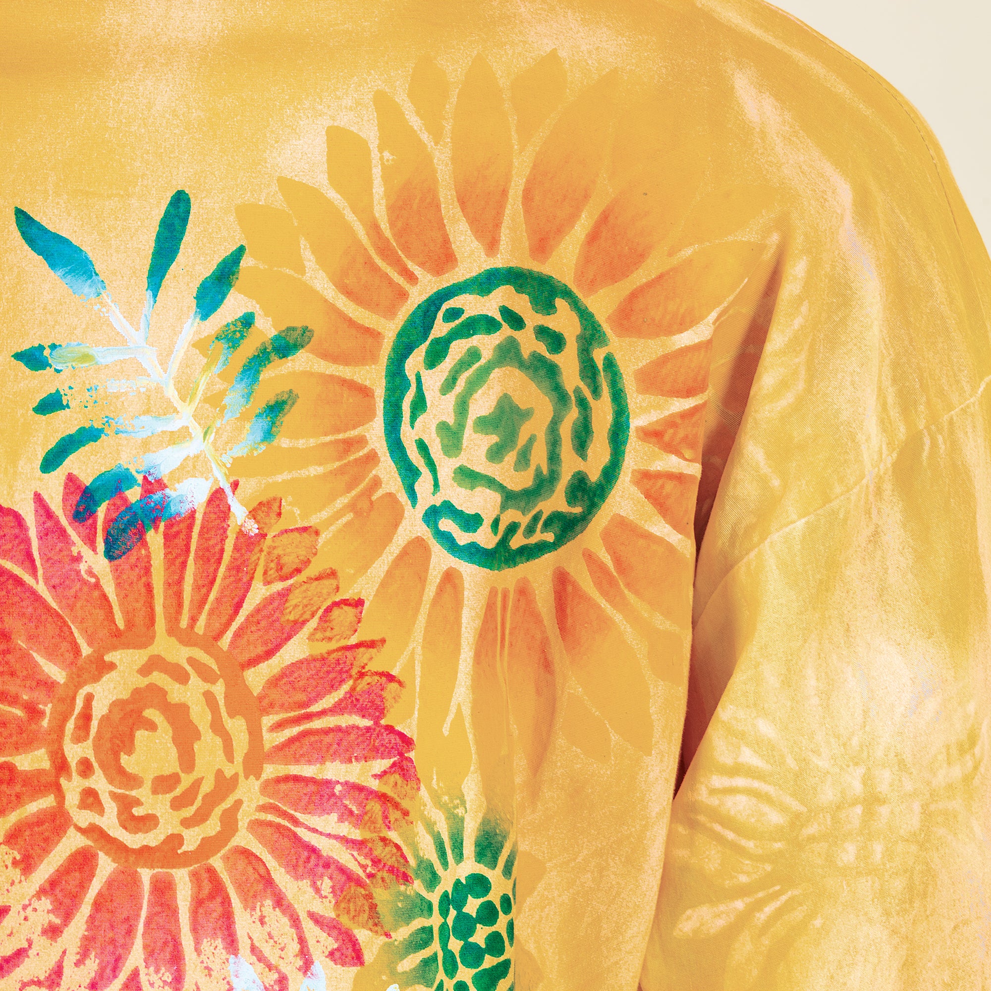 Hand-Painted Gorgeous Gerberas Button-Up Blouse