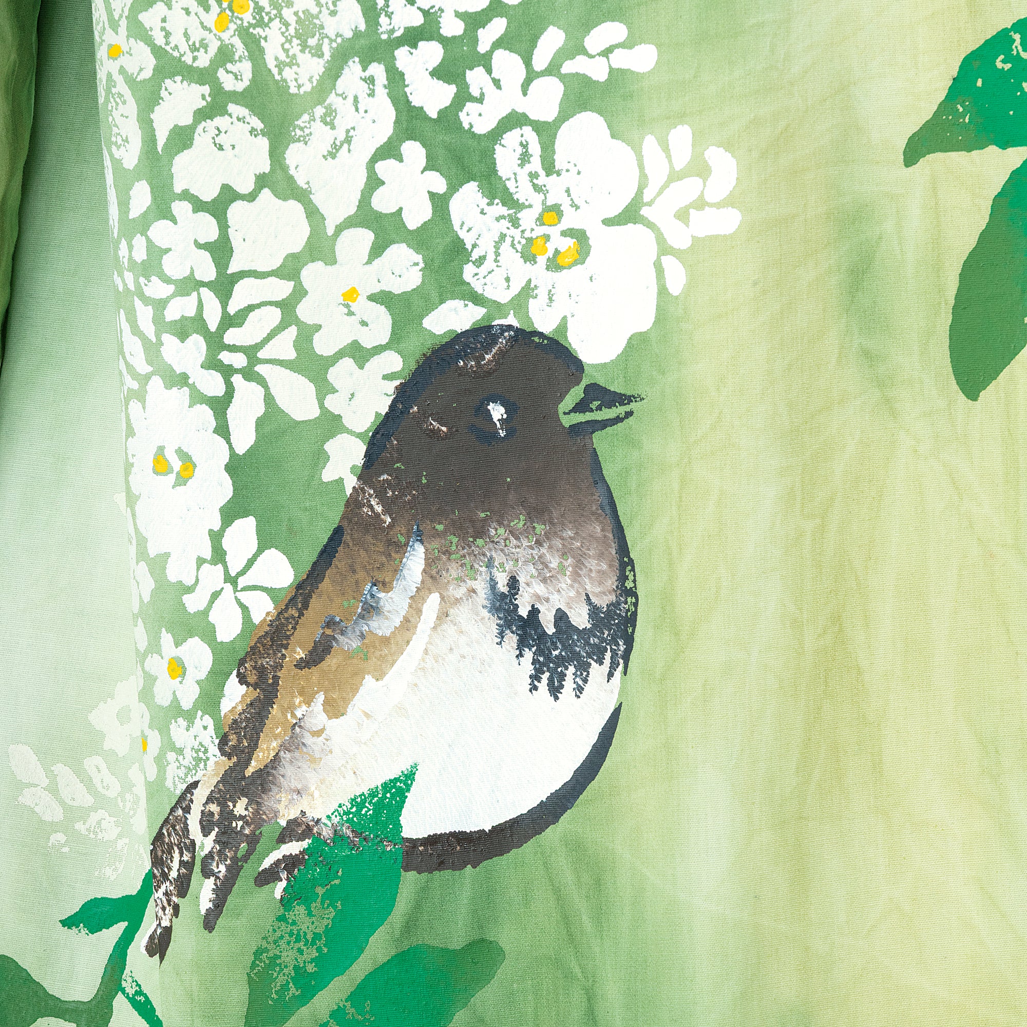 Hand-Painted Birds on Hydrangeas Button Up Blouse