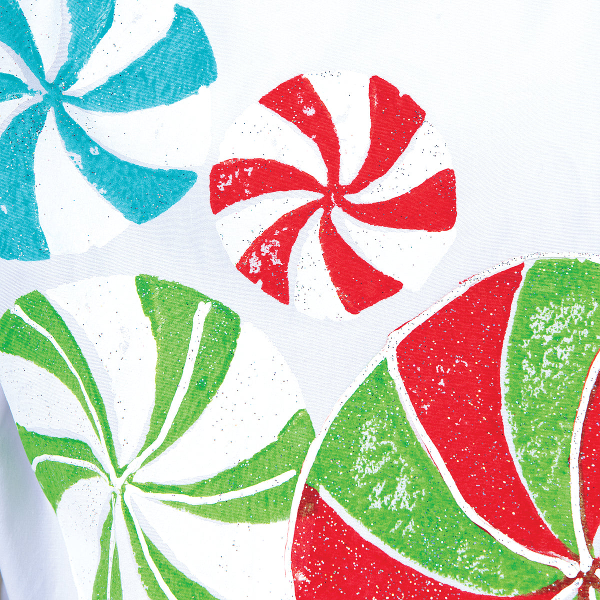 Hand-Painted Peppermint Swirls Button-Up Blouse
