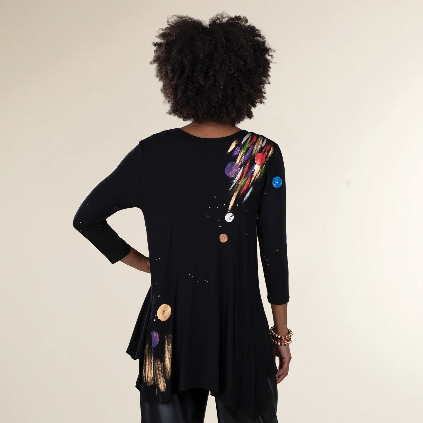 Hand-Painted Colorful Christmas Trees Blouse