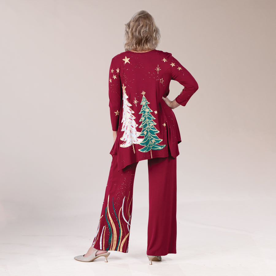 Hand-Painted Starry Tree Forest Blouse