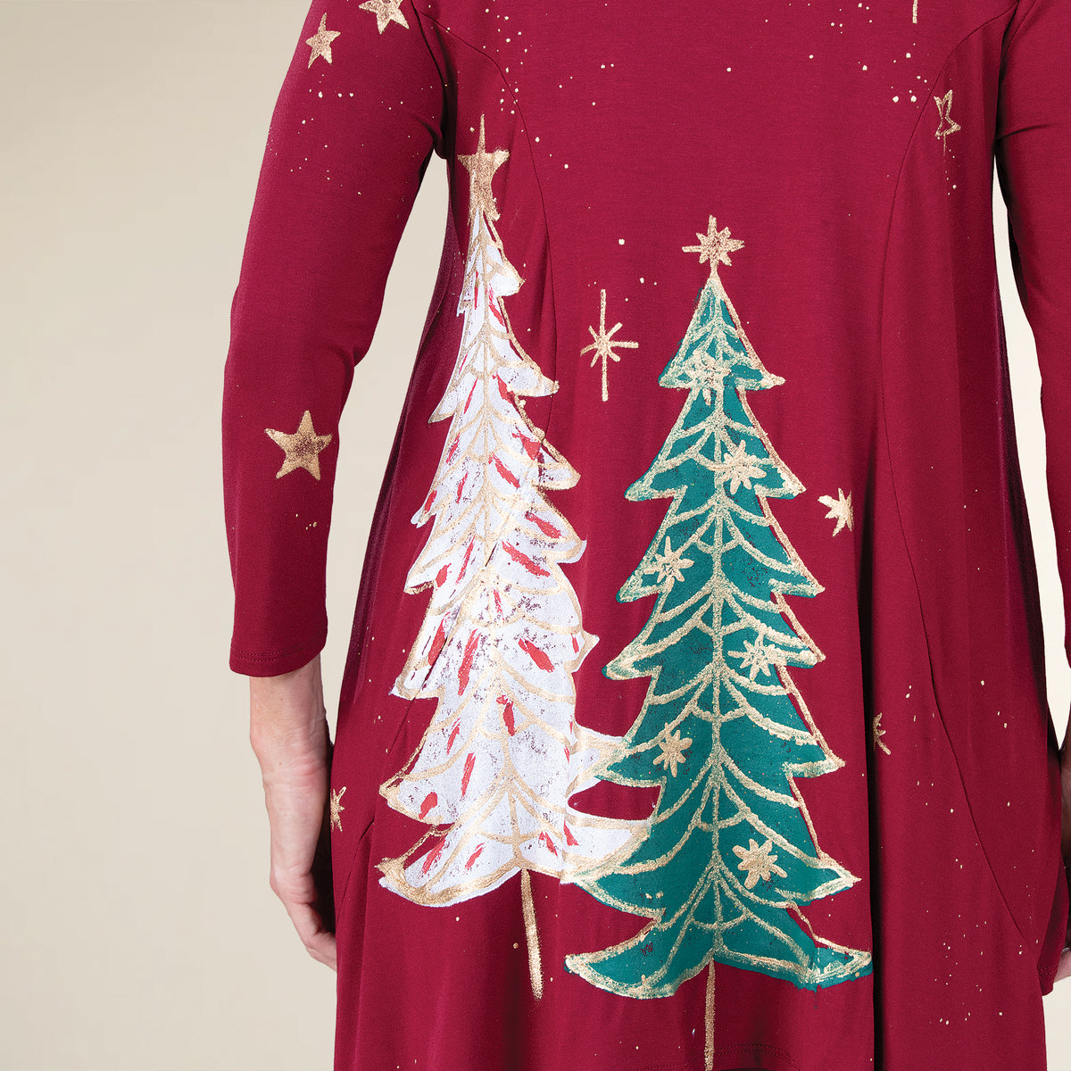 Hand-Painted Starry Tree Forest Blouse