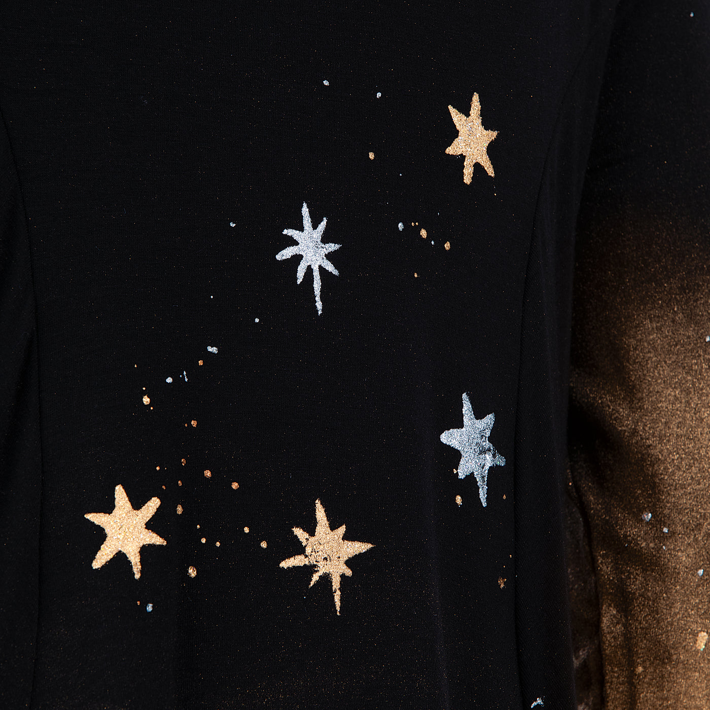 Hand-Painted Sparkling with Stars Christmas Tree Blouse