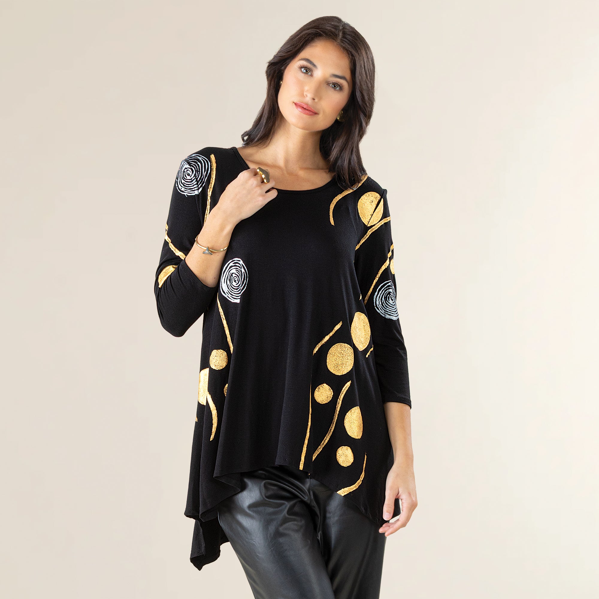 Hand-Painted Shimmering Circles Blouse