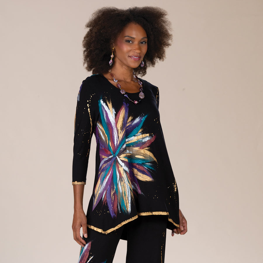 Hand-Painted Rainbow Starburst Blouse