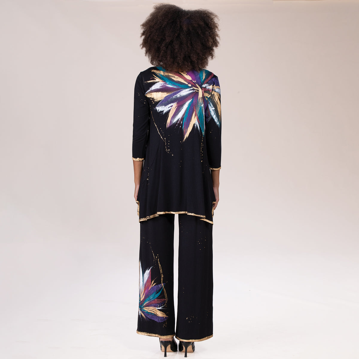 Hand-Painted Rainbow Starburst Blouse
