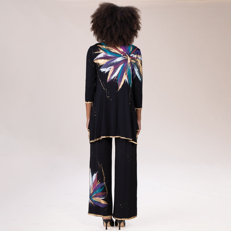 Hand-Painted Rainbow Starburst Blouse