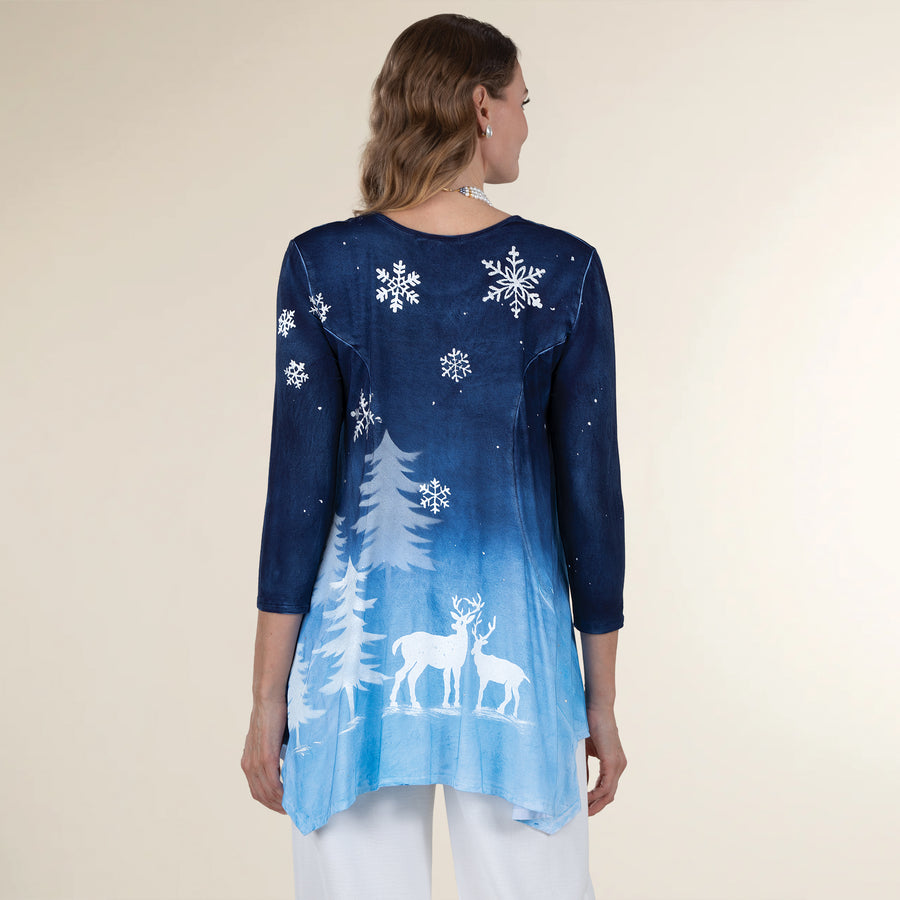 Hand-Painted Frosted Forest Blouse