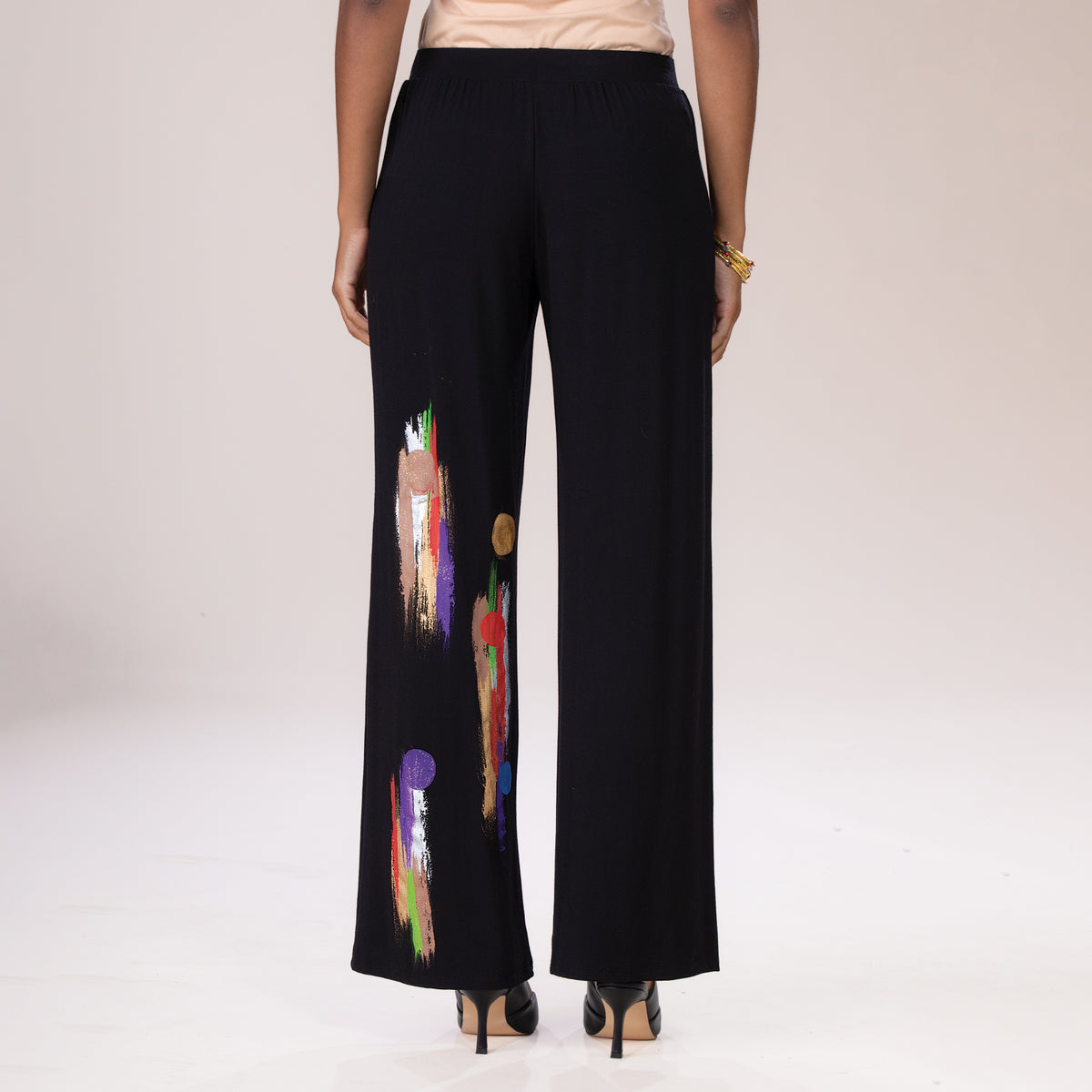 Hand-Painted Colorful Dots Wide Leg Pants