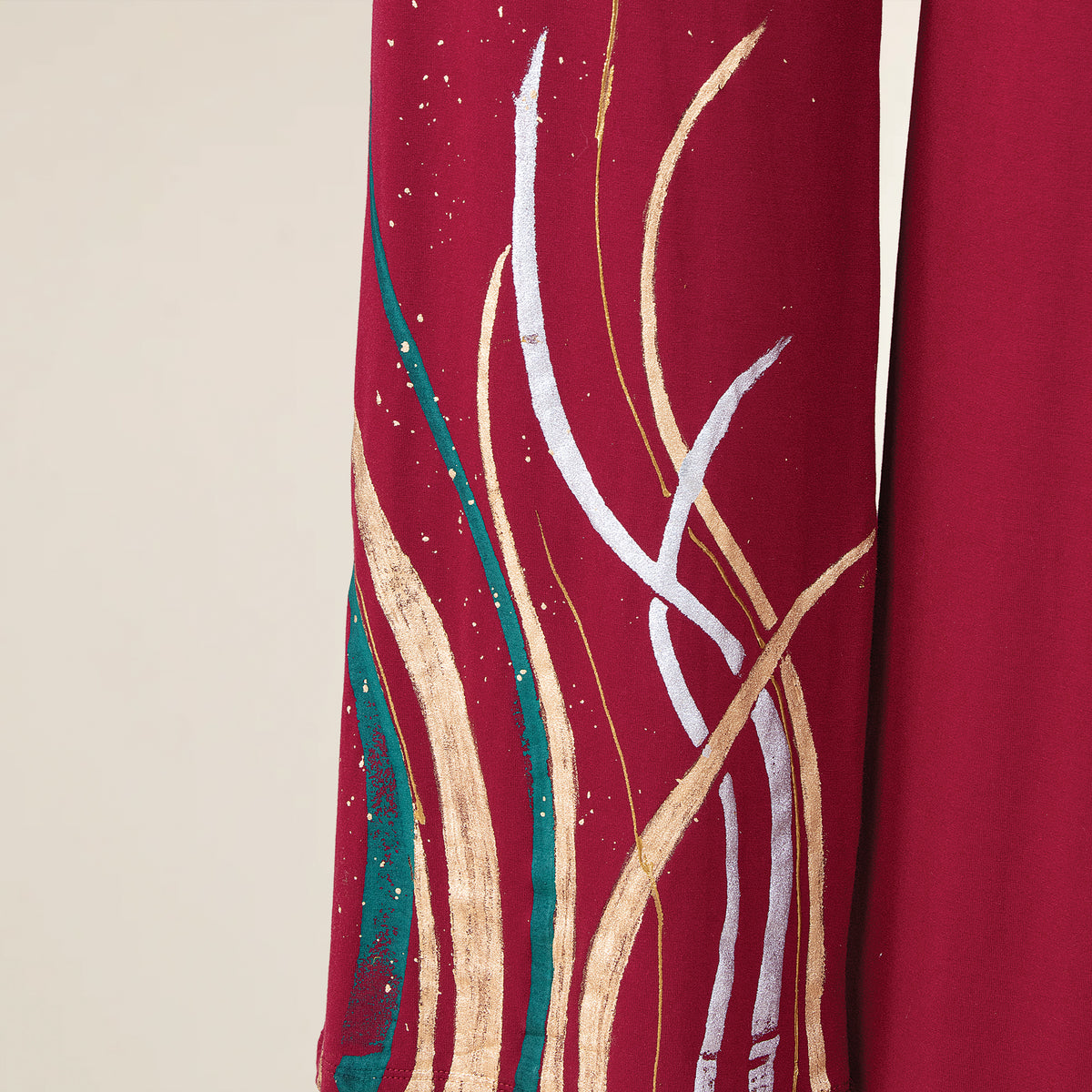 Hand-Painted Floating Stripes Wide Leg Pants