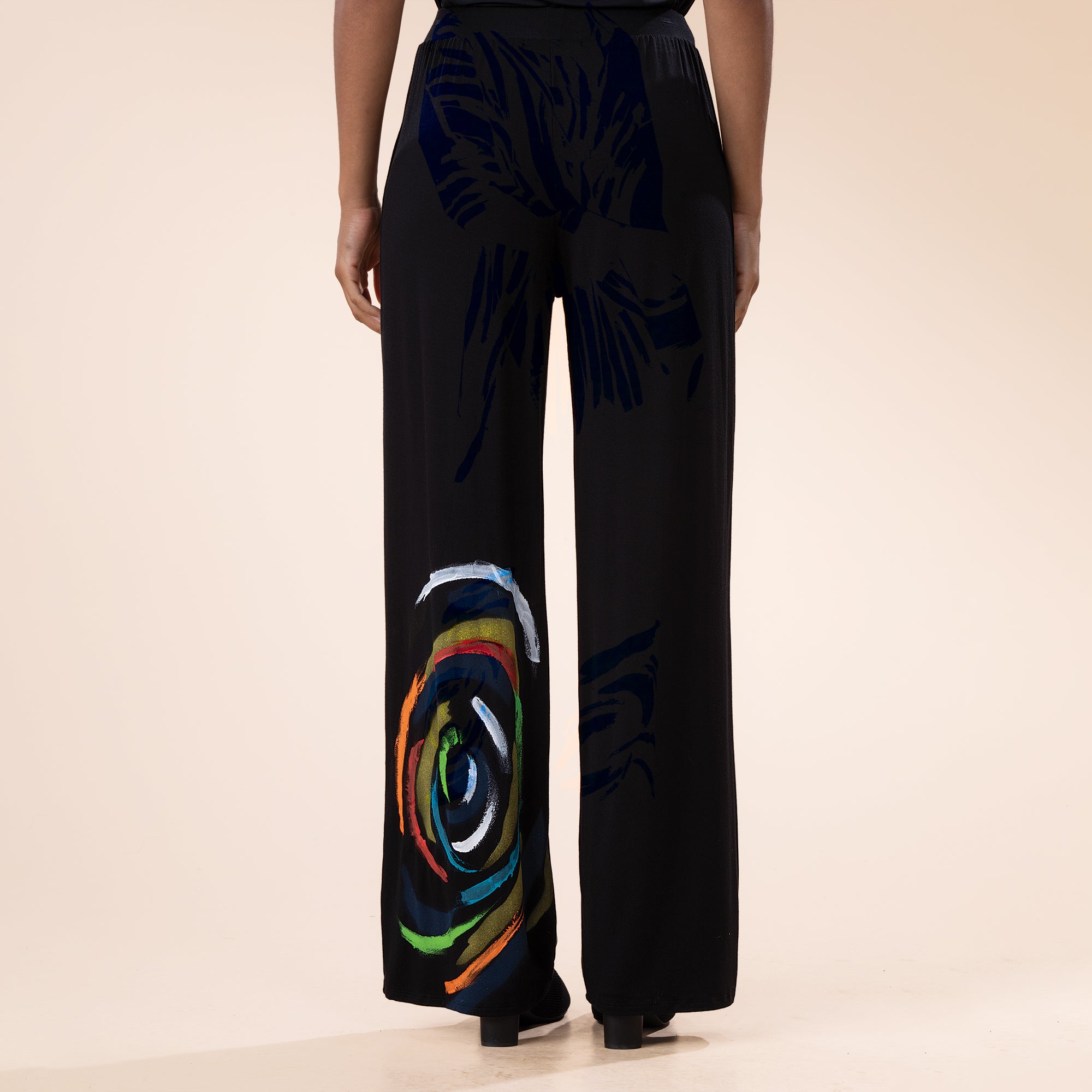 Hand-Painted Rainbow Stripes & Swirls Pants