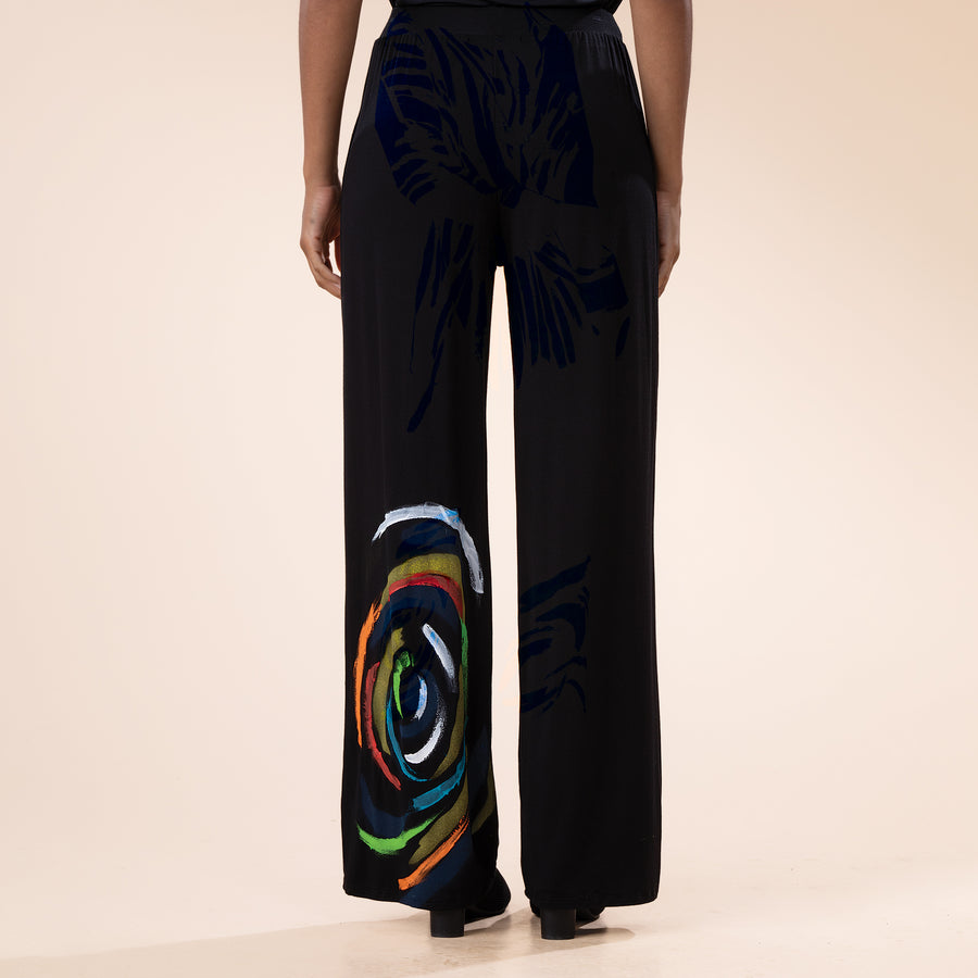 Hand-Painted Rainbow Stripes & Swirls Pants