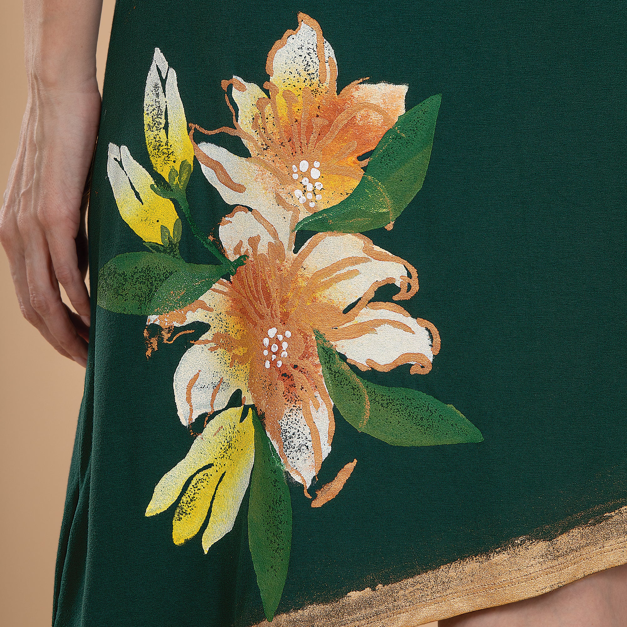 Hand-Painted Stargazer Lily Dress