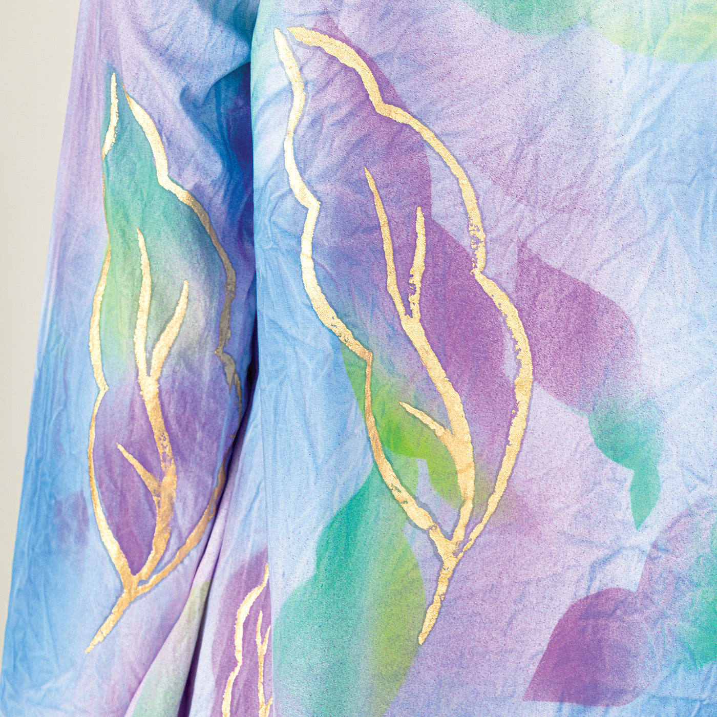 Hand-Painted Gossamer Leaves Button Up Blouse