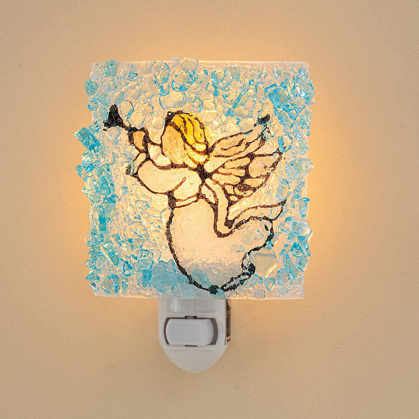 Recycled Glass Trumpeting Angel Nightlight