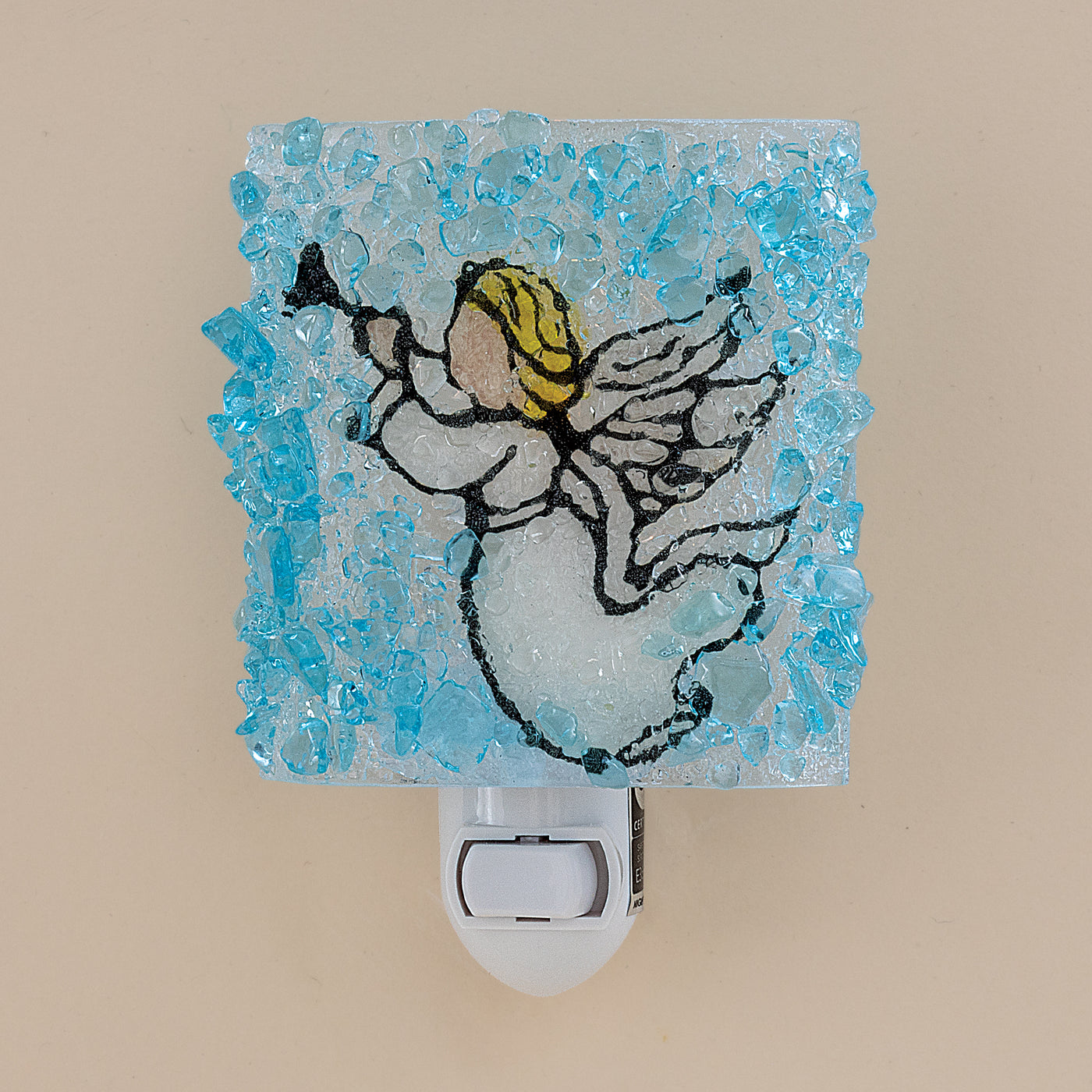 Recycled Glass Trumpeting Angel Nightlight