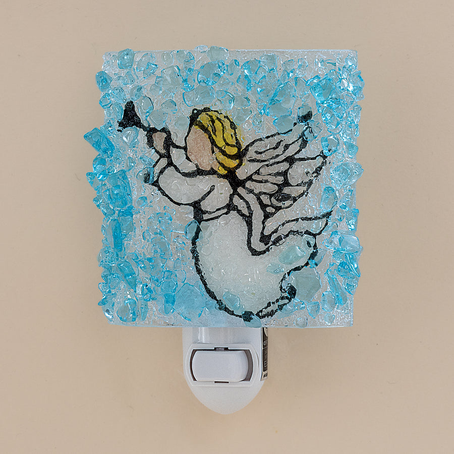 Recycled Glass Trumpeting Angel Nightlight