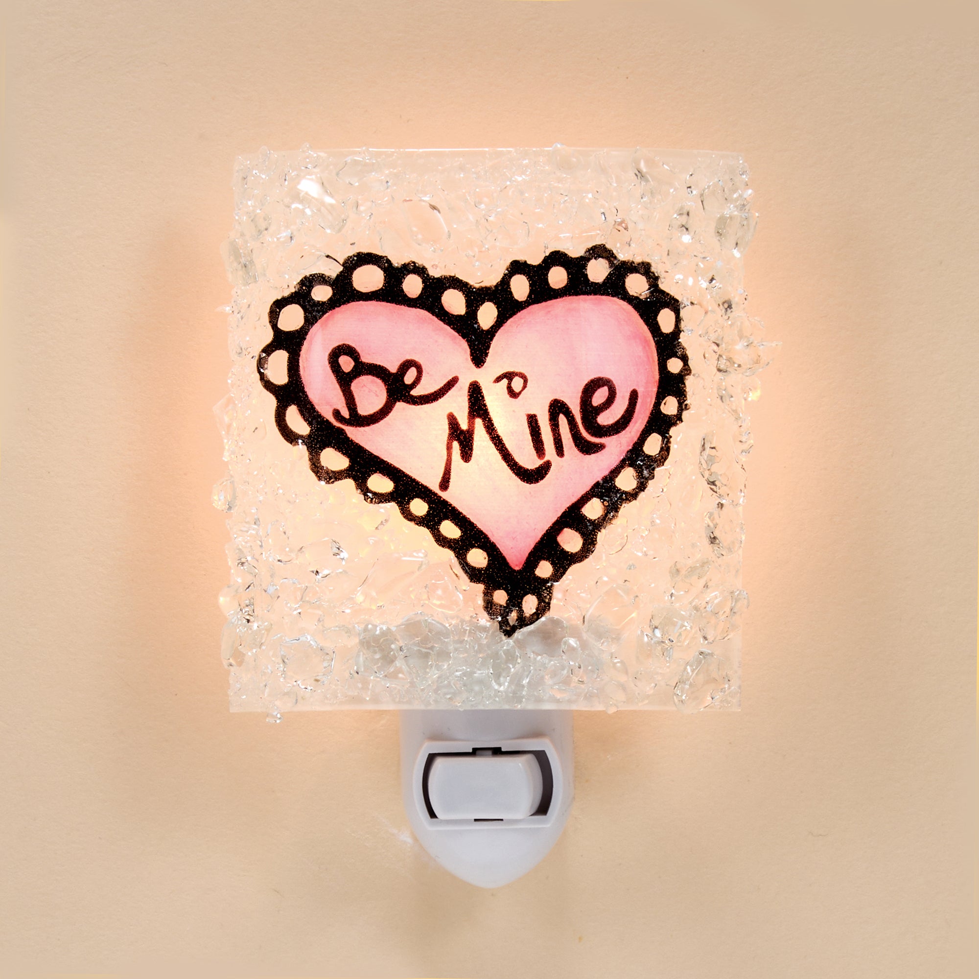 Recycled Glass Be Mine Heart Nightlight