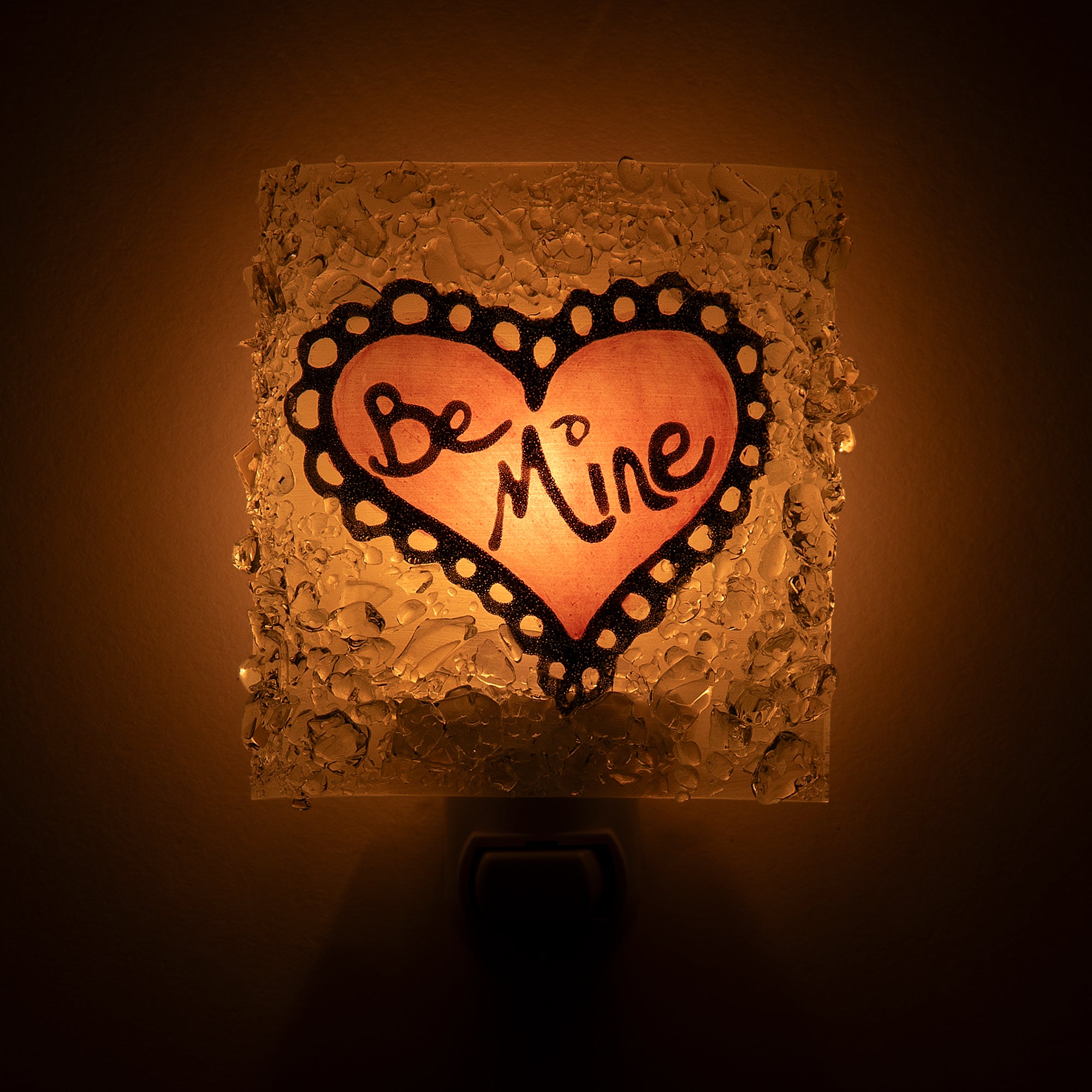 Recycled Glass Be Mine Heart Nightlight