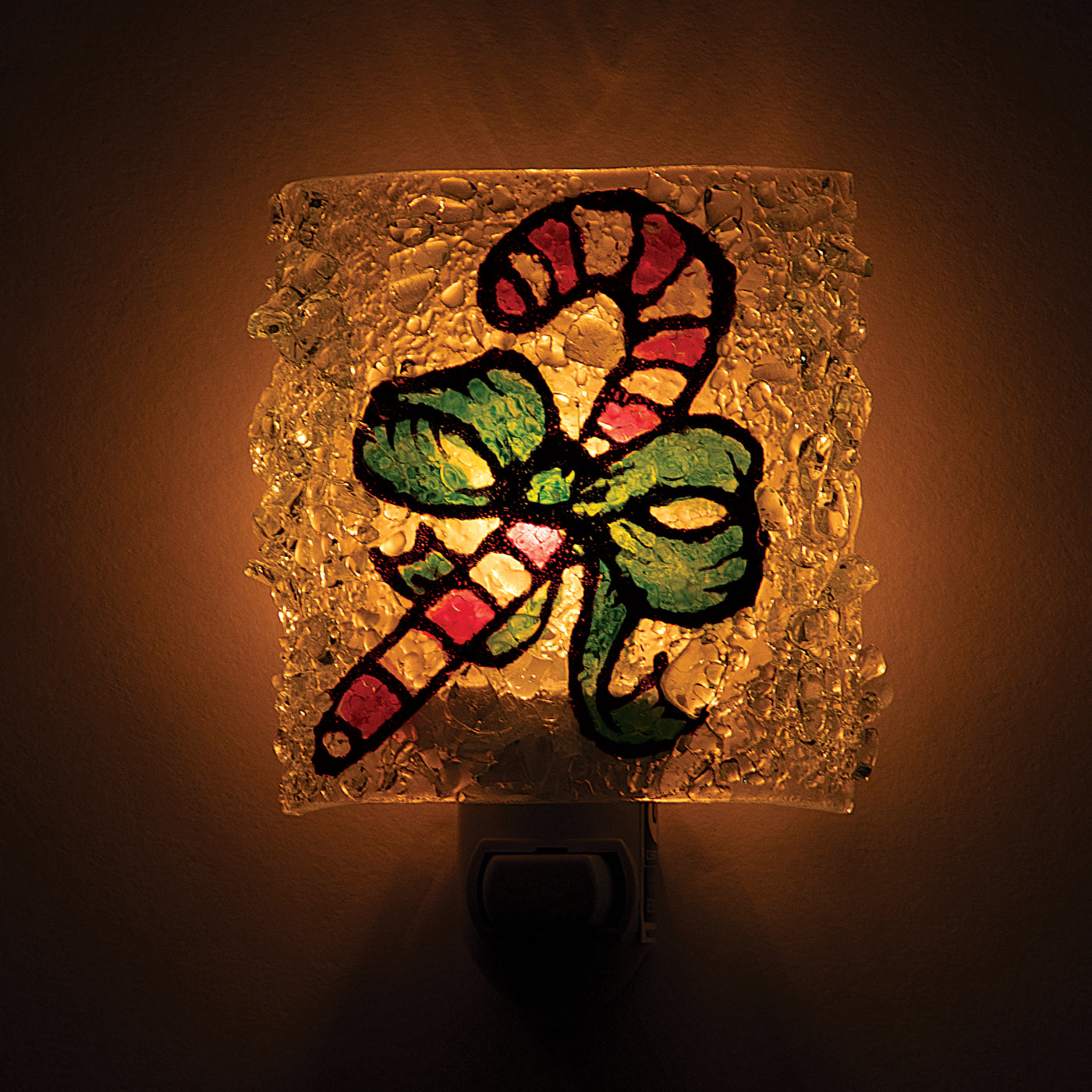 Recycled Glass Candy Cane Nightlight