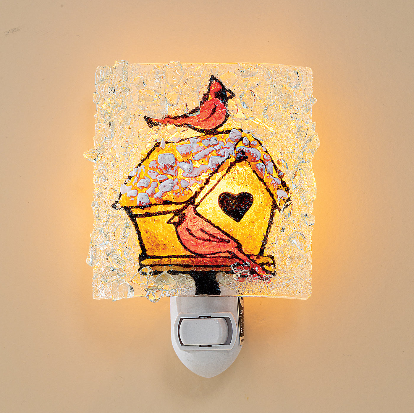 Recycled Glass Cardinal Birdhouse Nightlight
