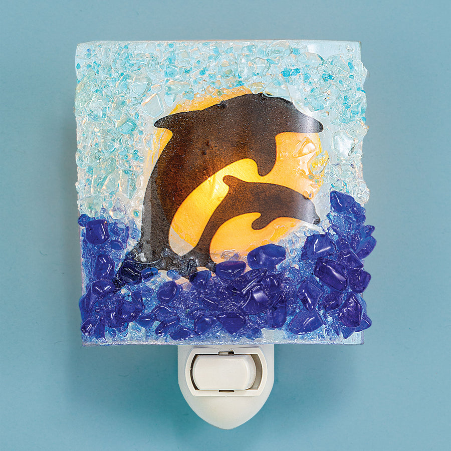 Recycled Glass Diving Dolphins Nightlight