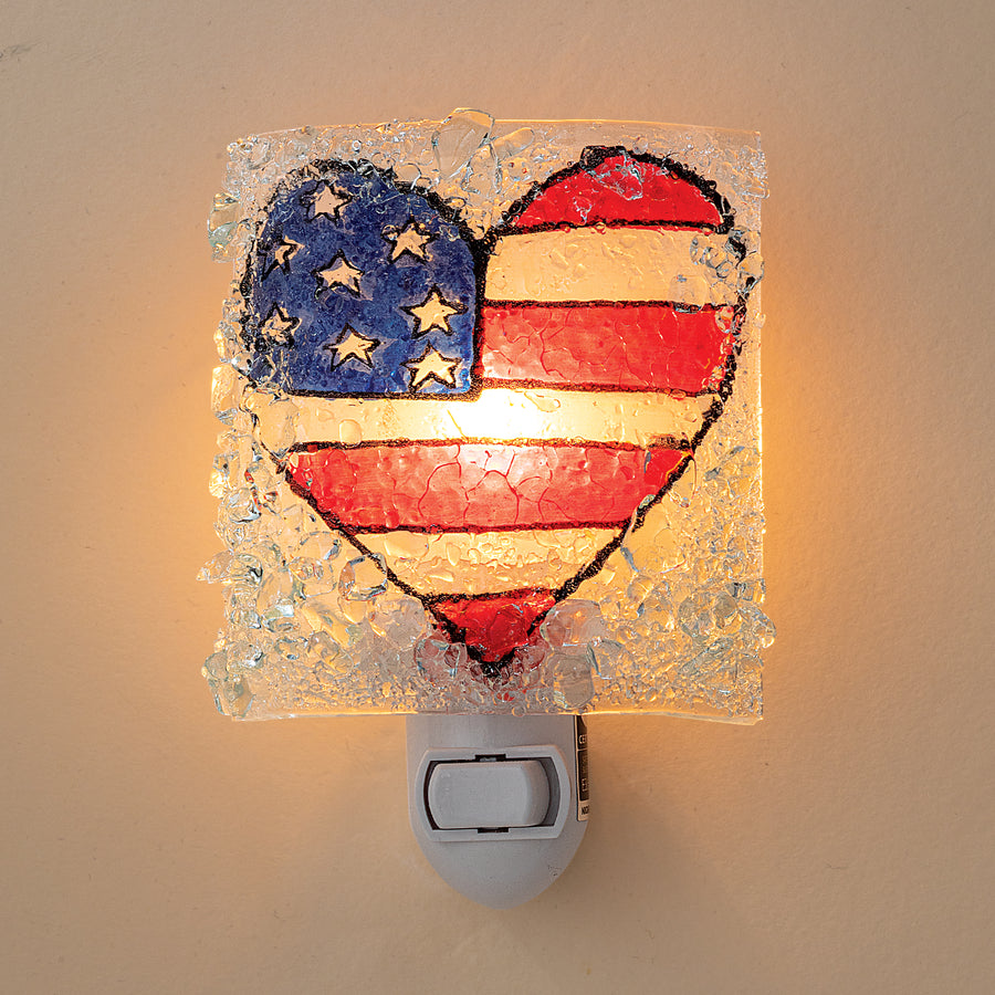 Recycled Glass Americana Heart Nightlight (Preorder)